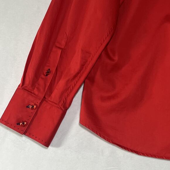 Bertigo Mens Collared Button Up Dress Shirt Size 3XL Red Plaid Flip Cuffs Cotton - Picture 11 of 16